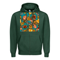 Sports Green american football winner cup and helmet seamless pattern Zipper Hoodie - BundleAndBundleShop