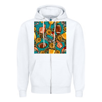 White american football winner cup and helmet seamless pattern Zipper Hoodie - BundleAndBundleShop