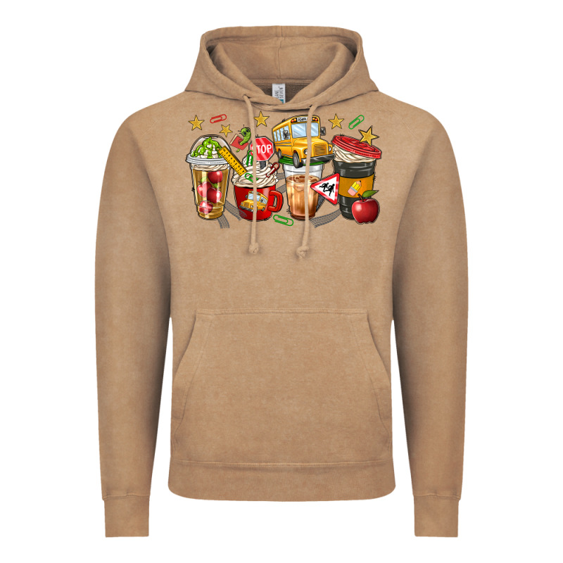 School Bus Coffee Cups Vintage Hoodie by NancyCooperArtShop | Teevron