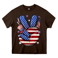 Chocolate Brown peace 4th july Heavy Core Tee - NancyCooperArtShop