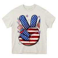 Cream peace 4th july Heavy Core Tee - NancyCooperArtShop