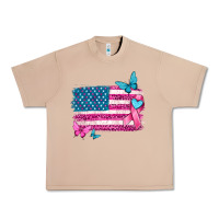 Burro american flag breast cancer with ribbon Urban Heavy Tee - texasbilliewilder