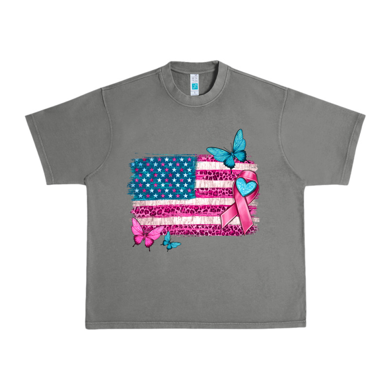 American Flag Breast Cancer With Ribbon Urban Heavy Tee by texasbilliewilder | Teevron