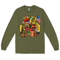 Army Green Christmas army gnomes truck 4th of july Long Sleeve Tee - HowdyJamesFarm