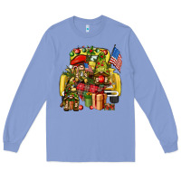 Colony Blue Christmas army gnomes truck 4th of july Long Sleeve Tee - HowdyJamesFarm
