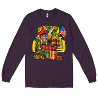 Plum Christmas army gnomes truck 4th of july Long Sleeve Tee - HowdyJamesFarm