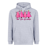 Heather Grey Tis the Season Pink Trees Heavyweight Hoodie - CowhideDigitalArt