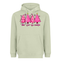Matcha Tis the Season Pink Trees Heavyweight Hoodie - CowhideDigitalArt