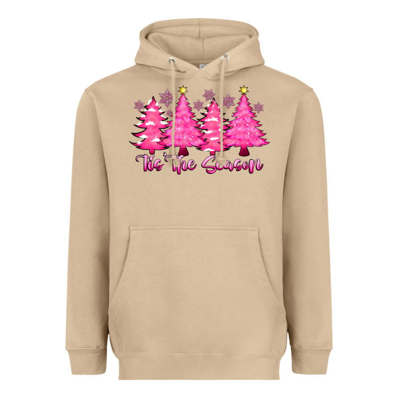 Tis The Season Pink Trees Heavyweight Hoodie by CowhideDigitalArt | Teevron