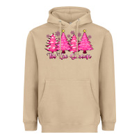 Mushroom Tis the Season Pink Trees Heavyweight Hoodie - CowhideDigitalArt