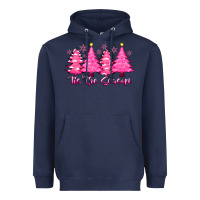 Navy Tis the Season Pink Trees Heavyweight Hoodie - CowhideDigitalArt
