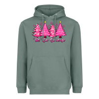Sage Tis the Season Pink Trees Heavyweight Hoodie - CowhideDigitalArt