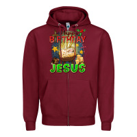 Burgundy happy birthday jesus Zipper Hoodie - FaDigitalArtStudio