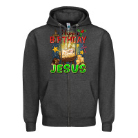 Charcoal Heather happy birthday jesus Zipper Hoodie - FaDigitalArtStudio