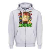 Heather Grey happy birthday jesus Zipper Hoodie - FaDigitalArtStudio