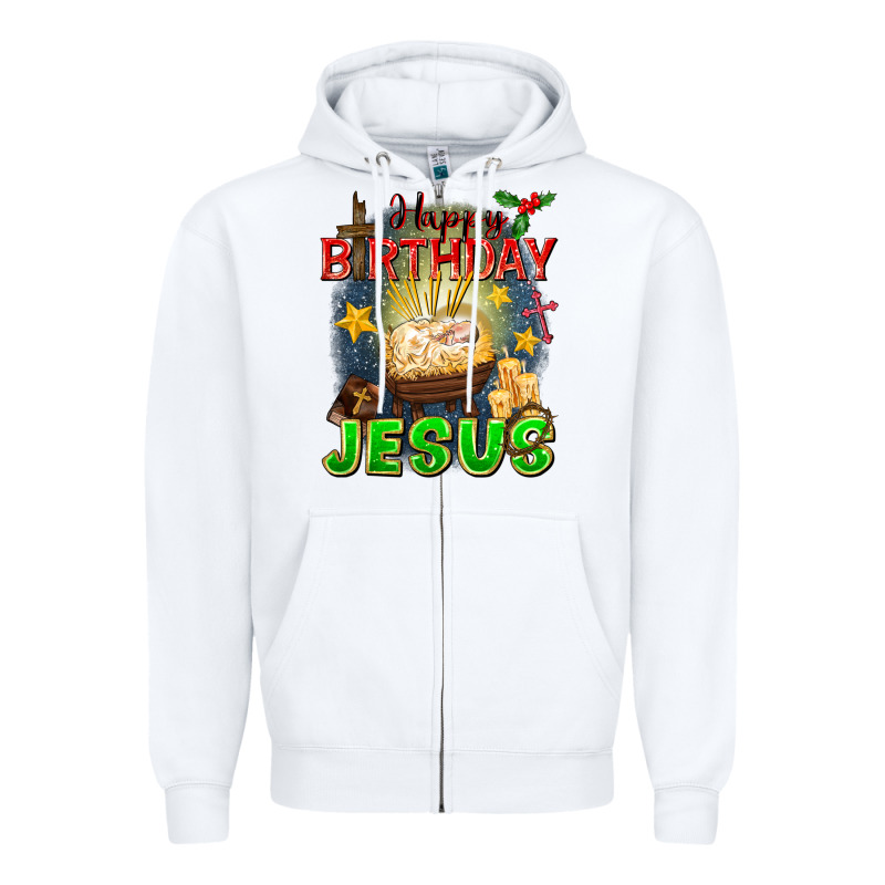 Happy Birthday Jesus Zipper Hoodie by FaDigitalArtStudio | Teevron