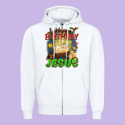 Happy Birthday Jesus Zipper Hoodie Designed By Fadigitalartstudio
