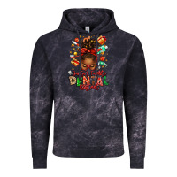 Cloud Black Santa's Favorite Dental Assistant Afro Messy Bun Vintage Hoodie - texasbilliewilder