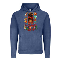 Vintage Denim Santa's Favorite Dental Assistant Afro Messy Bun Vintage Hoodie - texasbilliewilder