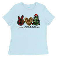 Baby Blue peace love christmas Ladies Tee - RanaPortraitStore