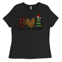 Black peace love christmas Ladies Tee - RanaPortraitStore