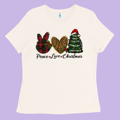 Peace Love Christmas Ladies Tee Designed By Ranaportraitstore