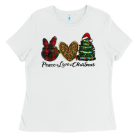 White peace love christmas Ladies Tee - RanaPortraitStore