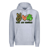 Heather Grey peace love shamrock Premium Hoodie - FaDigitalArtStudio