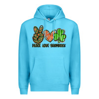 Ocean Blue peace love shamrock Premium Hoodie - FaDigitalArtStudio
