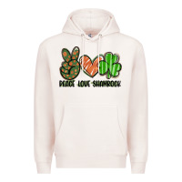 Pale Pink peace love shamrock Premium Hoodie - FaDigitalArtStudio