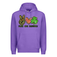 Purple peace love shamrock Premium Hoodie - FaDigitalArtStudio