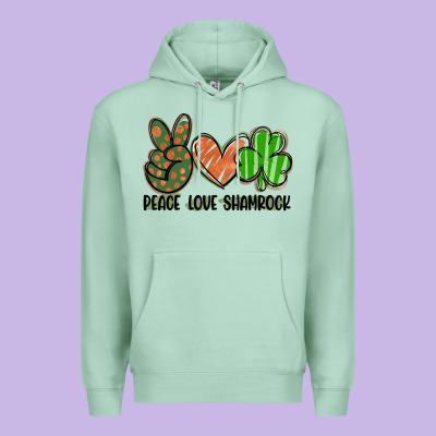 Peace Love Shamrock Premium Hoodie Designed By Fadigitalartstudio