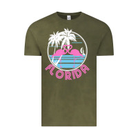 Vintage Olive Hot Trend Florida Pink Flamingo Heart 80S Retro Vintage Style Vintage Tee - lanVoArt