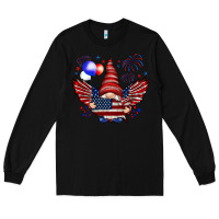Black Gnome with 4th Of July elements Long Sleeve Tee - HowdyJamesFarm