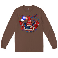 Chestnut Gnome with 4th Of July elements Long Sleeve Tee - HowdyJamesFarm