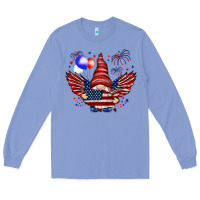 Colony Blue Gnome with 4th Of July elements Long Sleeve Tee - HowdyJamesFarm