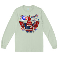Matcha Gnome with 4th Of July elements Long Sleeve Tee - HowdyJamesFarm