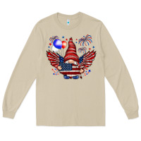 Mushroom Gnome with 4th Of July elements Long Sleeve Tee - HowdyJamesFarm