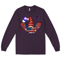 Plum Gnome with 4th Of July elements Long Sleeve Tee - HowdyJamesFarm