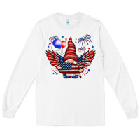 White Gnome with 4th Of July elements Long Sleeve Tee - HowdyJamesFarm