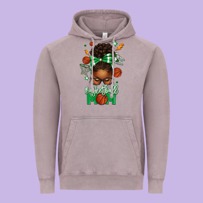 Basketball Mom Afro Messy Bun Vintage Hoodie Designed By Texasbilliewilder