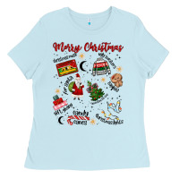 Baby Blue Merry Christmas Ladies Tee - MaliasSmallBusiness