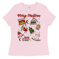 Bubblegum Pink Merry Christmas Ladies Tee - MaliasSmallBusiness