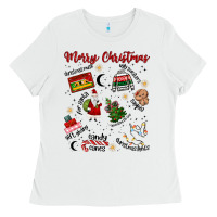 White Merry Christmas Ladies Tee - MaliasSmallBusiness