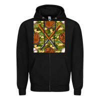 Black baseball bat and gloves with camouflage seamless pattern Zipper Hoodie - BundleAndBundleShop