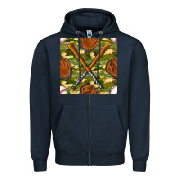 Navy baseball bat and gloves with camouflage seamless pattern Zipper Hoodie - BundleAndBundleShop