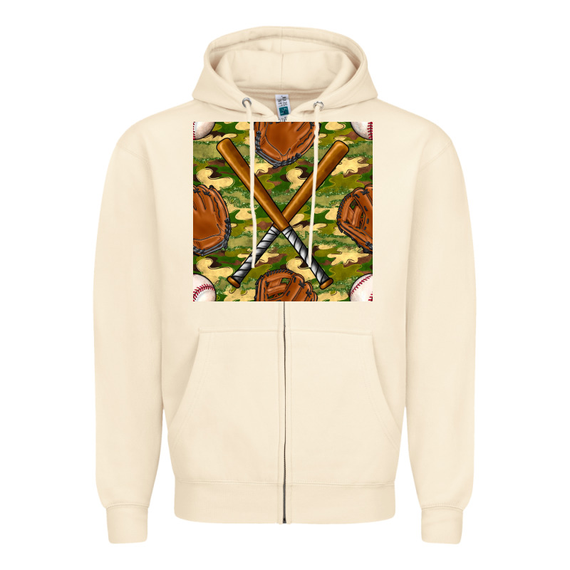 Baseball Bat And Gloves With Camouflage Seamless Pattern Zipper Hoodie by BundleAndBundleShop | Teevron