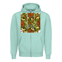 Seafoam baseball bat and gloves with camouflage seamless pattern Zipper Hoodie - BundleAndBundleShop