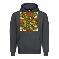 Smoke baseball bat and gloves with camouflage seamless pattern Zipper Hoodie - BundleAndBundleShop