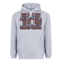 Heather Grey Bull Skull Pattern Heavyweight Hoodie - CowhideDigitalArt